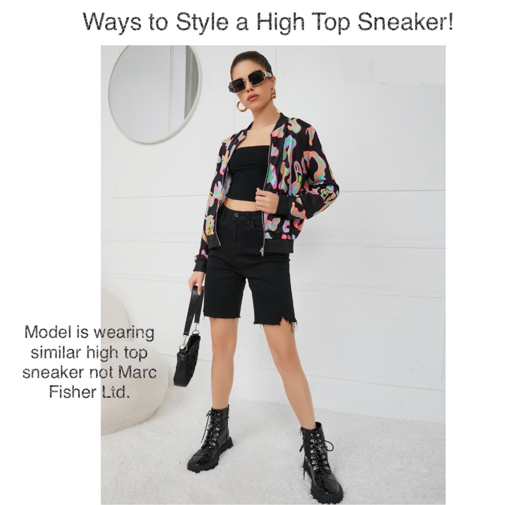 Marc Fisher Dulce Quilted Patent‎ Leather Lace Up High Top Sneakers - Picture 8 of 13